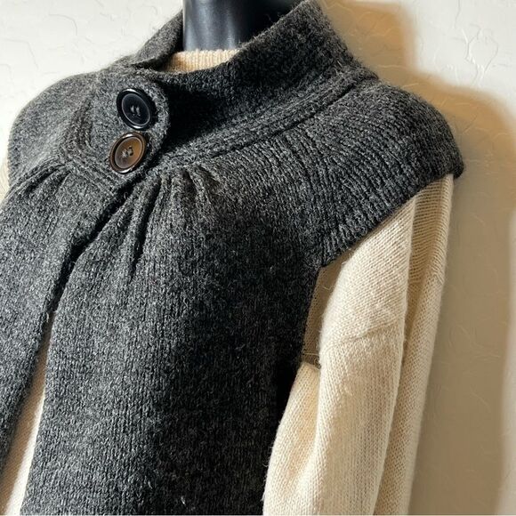 Max Mara Wool Vest Y2K Knit Mock Neck Open Sweater Sleeveless Cardigan Gray L - Picture 4 of 16